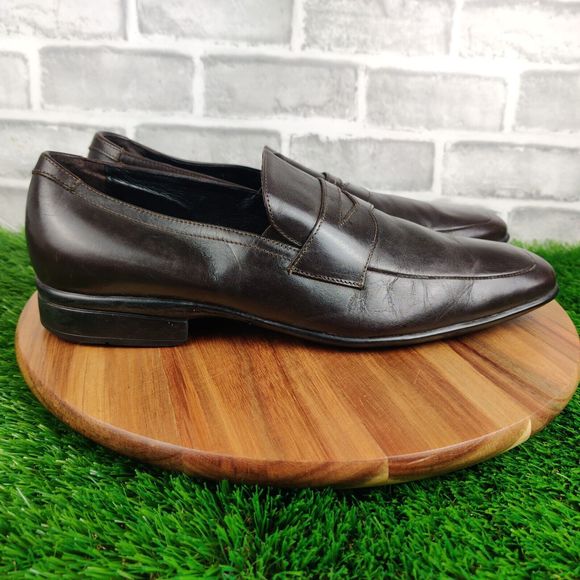 To Boot New York Adam Derrick Dark Brown Penny Loafers Leather Italy Men’s 9.5
